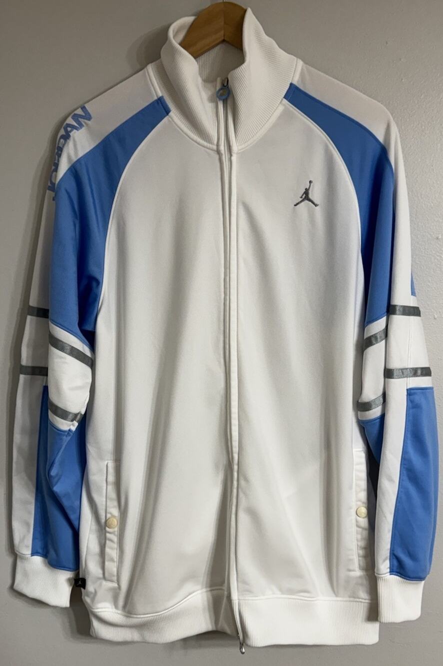 JORDAN Jacket Jumpman Mens Medium Lightweight Full Zip White Carolina Blue